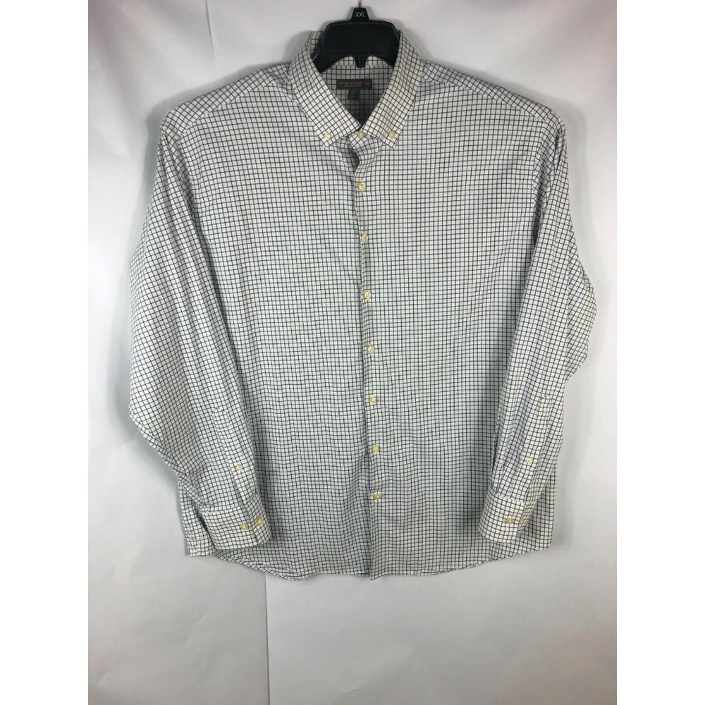 Peter Millar Summer Comfort Men's 2XL Long Sleeve White Check Nylon Blend A9
